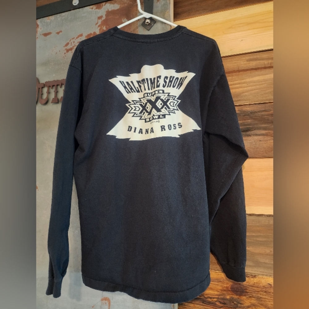 Vintage Anvil 1996 Superbowl 30 Diana Ross Halftime Show Black Long Sleeve Tee.